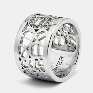 Aigner Crystals Silver Tone Ring Size 58